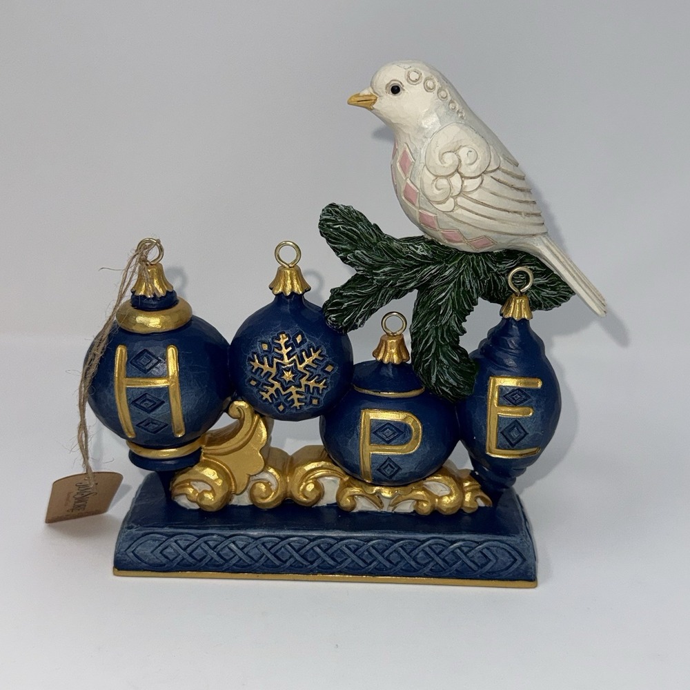 NWT Jim Shore Peaceful Perch Blue & Gold Hope with Dove Figurine 6017042